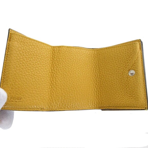 Auth FENDI Tri-fold wallet gray leather - Picture 8 of 10